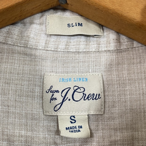 J. Crew x Baird McNutt Irish Linen Beige Button up Shirt Size Small Slim Fit - Picture 4 of 8